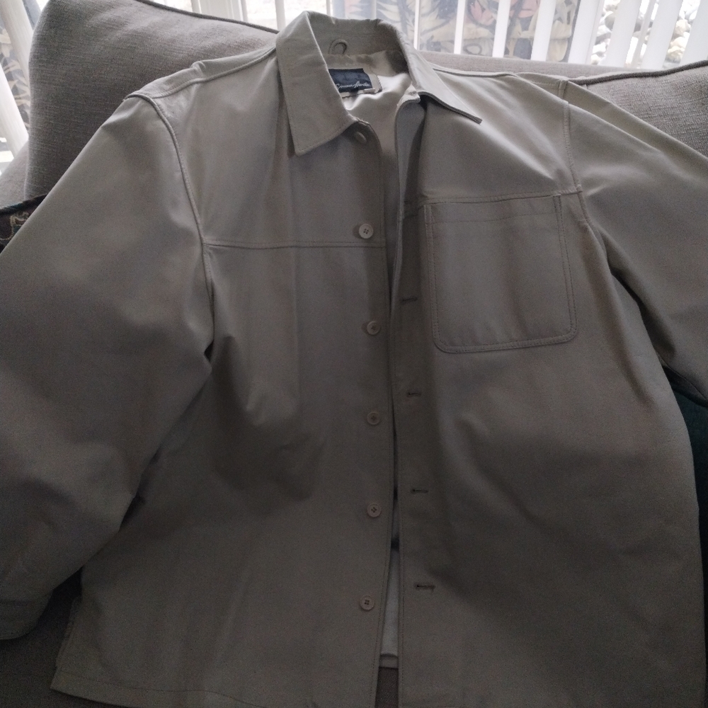 Ivory leather jacket. Size